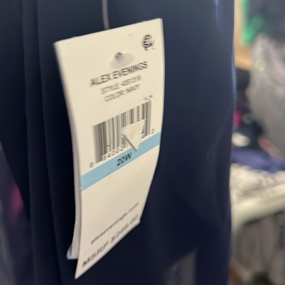 Alex Evenings Cold Shoulder Popover Jersey & Chiffon Gown with Beaded Neckline - Picture 7 of 7